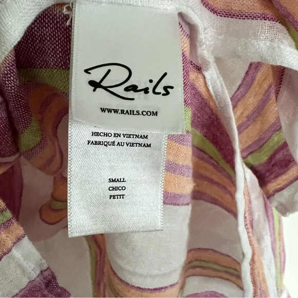 NWOT Rails Brielle Top Linen Blend Hibiscus Stripe Casual Women’s Small - Picture 10 of 13